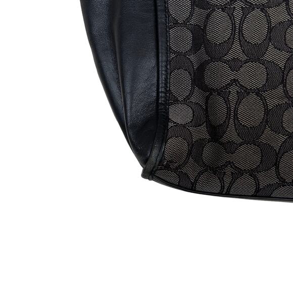 Coach Turnlock Signature Jacquard Monogram Black Gray Tote - Picture 5 of 12